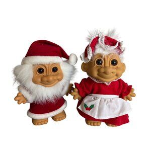 Vintage Christmas Troll Dolls Russ Santa Mrs Claus Collectible Figurines 8"